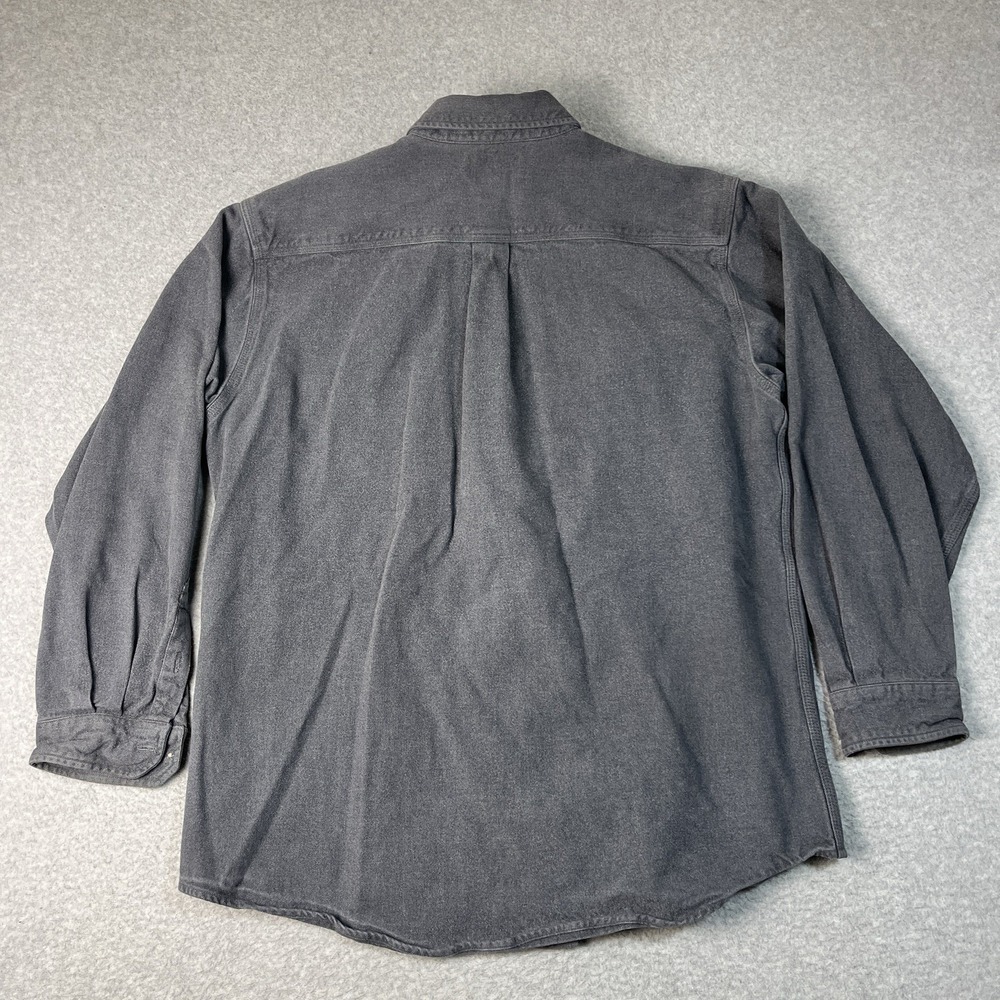 Carhartt Shirt Mens Large Gray Flannel Heavyweight Button Up Cotton Workwear LS - Picture 10 of 12